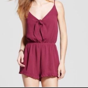 Mossimo Maroon Bow Tie Romper